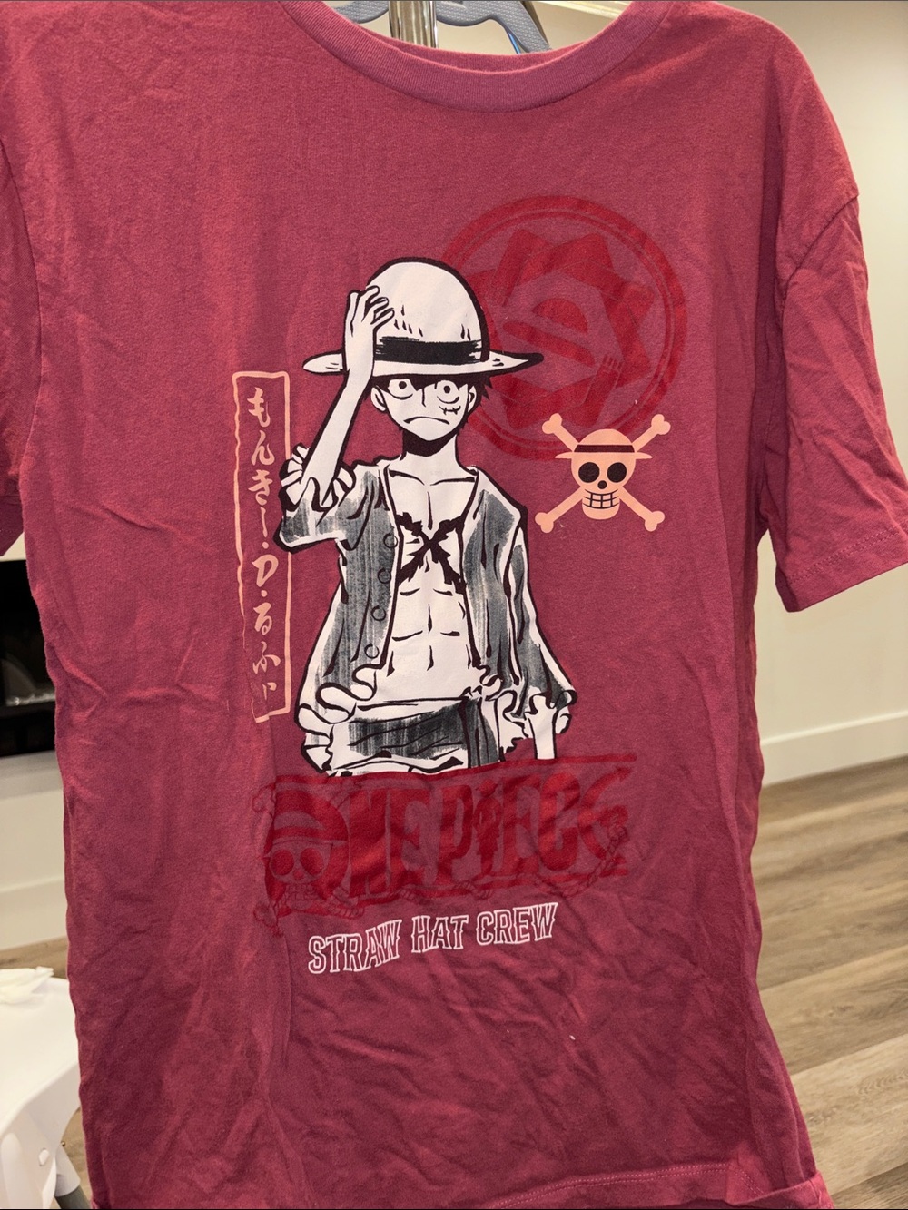 One Piece Straw Hat Crew Graphic Tee - Burgundy